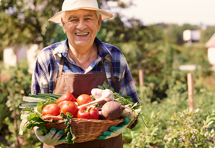Organic farmer in the field
